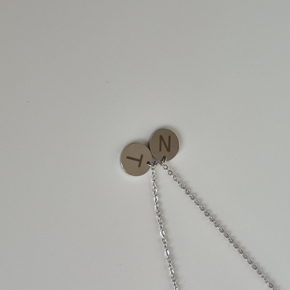 Silver Initial N T Pendant Necklace